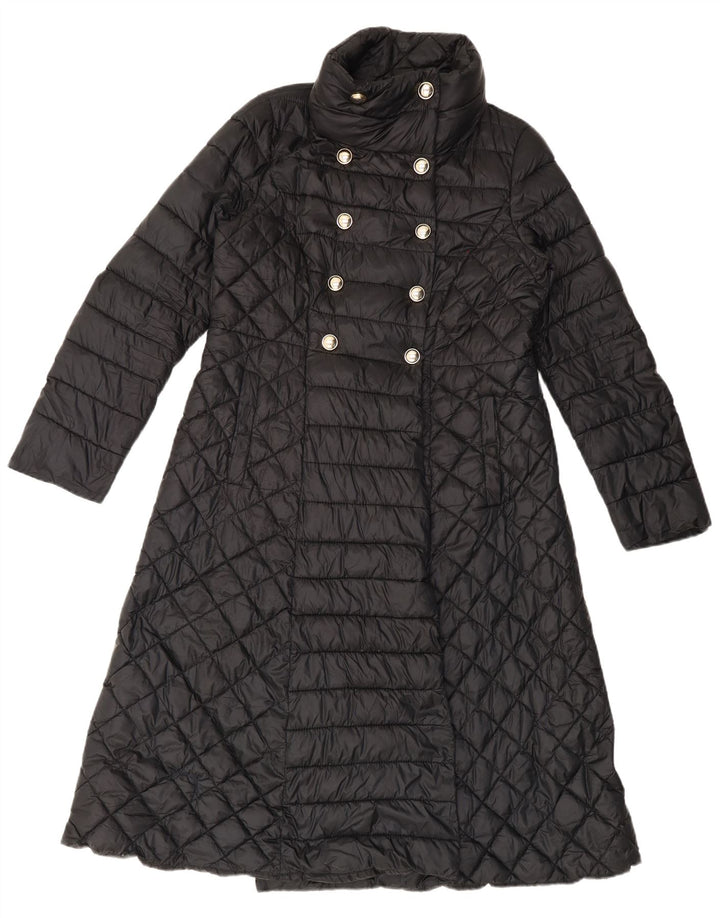 Casaco acolchoado com peito duplo Intrend feminino UK 16 grande poliéster preto