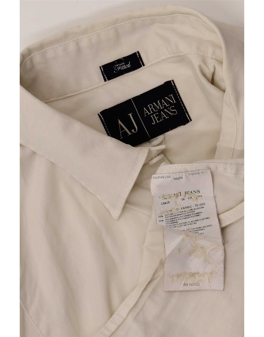Camisa masculina Armani Jeans justa grande algodão branco