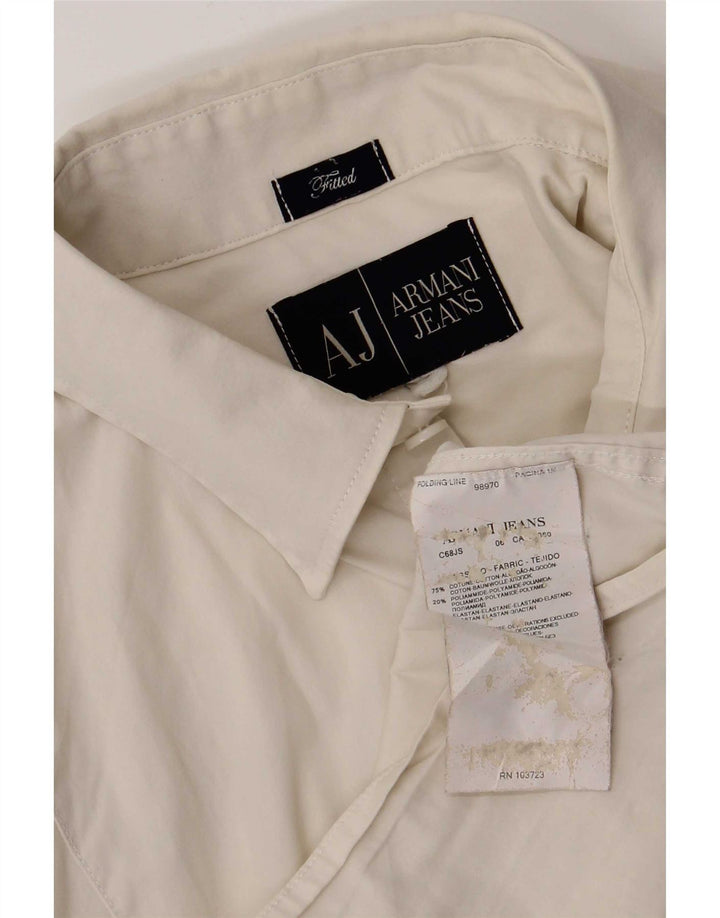 Camisa masculina Armani Jeans justa grande algodão branco