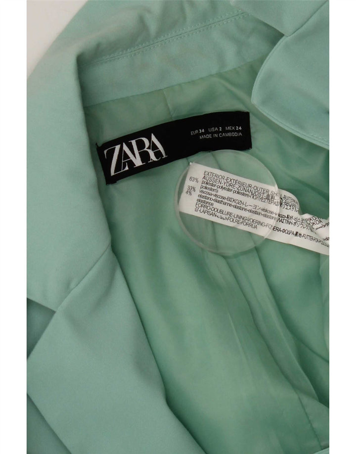 Jaqueta blazer feminina Zara com 1 botão EU 34 2XS turquesa poliéster