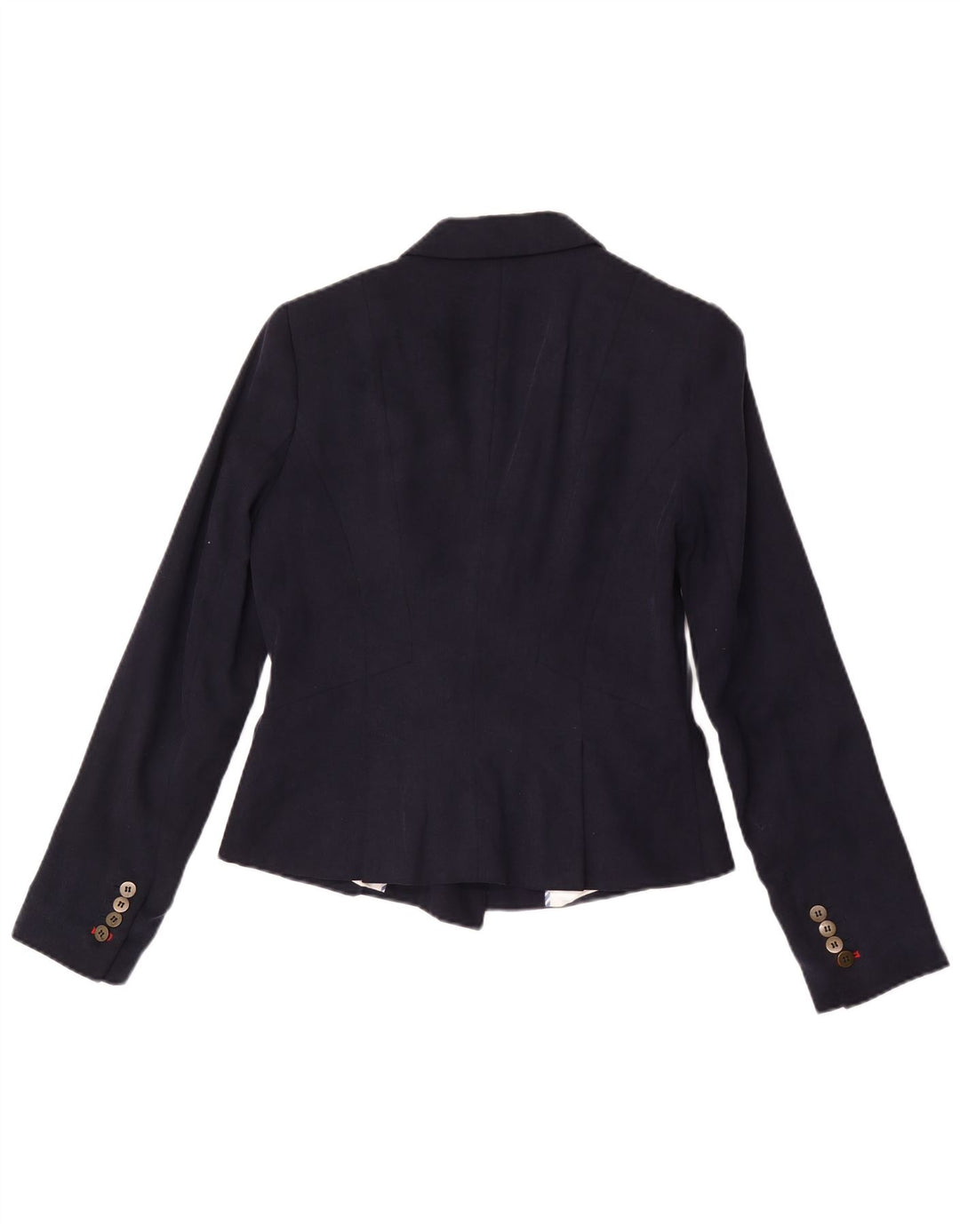 Jaqueta blazer feminina Zara com peito duplo Reino Unido 12 médio azul marinho Lyocell