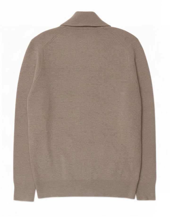 Suéter masculino Marks & Spencer com gola xale e poliéster cinza médio