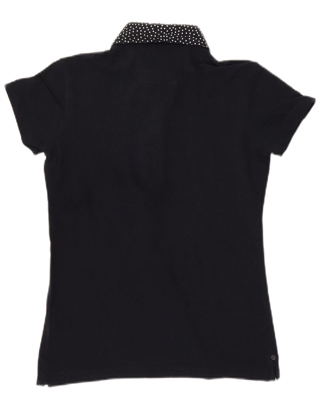 Camisa polo feminina WOOLRICH Slim Fit Reino Unido 12 algodão manchado azul marinho médio