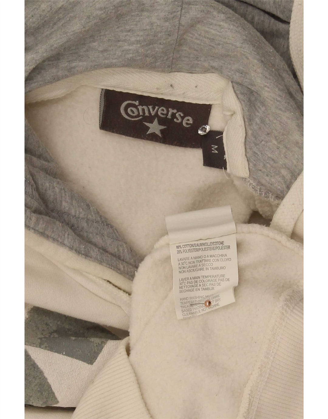 Converse masculino gráfico moletom com capuz médio algodão branco