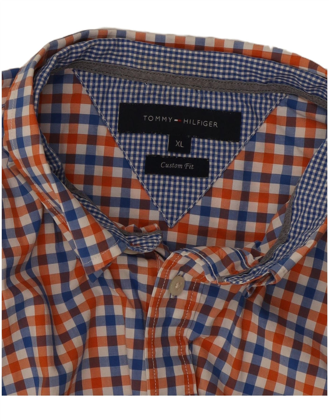 Camisa masculina TOMMY HILFIGER de manga curta com ajuste personalizado XL guingão multicolorido