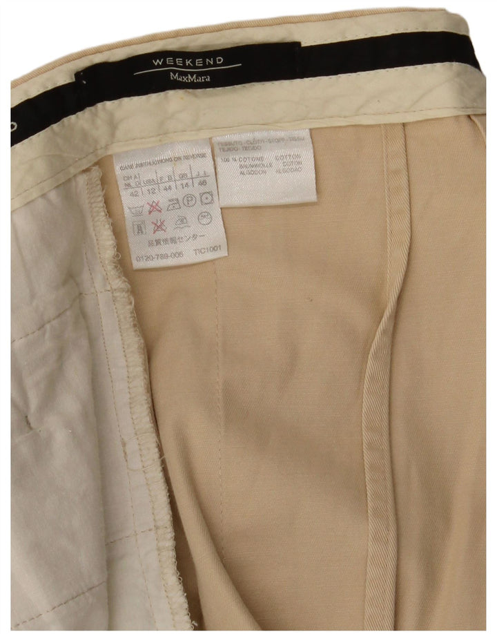 Saia reta de fim de semana feminina Max Mara Reino Unido 14 grande W32 algodão bege