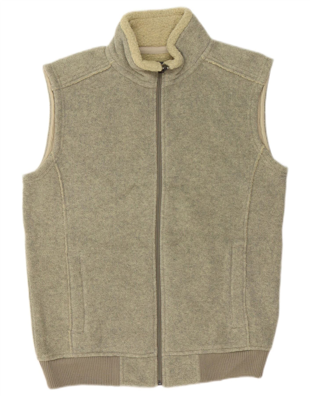 Jaqueta masculina de treino sem mangas Marks & Spencer, poliéster cáqui médio