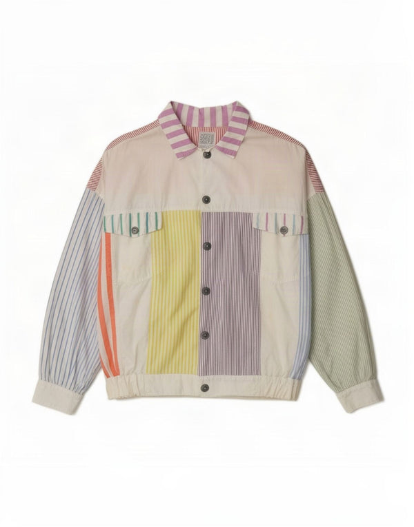 Jaqueta bomber masculina Naf UK 42 XL algodão listrado multicolorido retrô