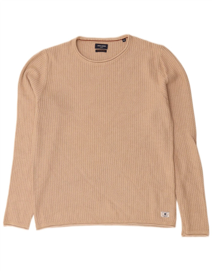Suéter masculino Jack & Jones com gola redonda e algodão bege médio