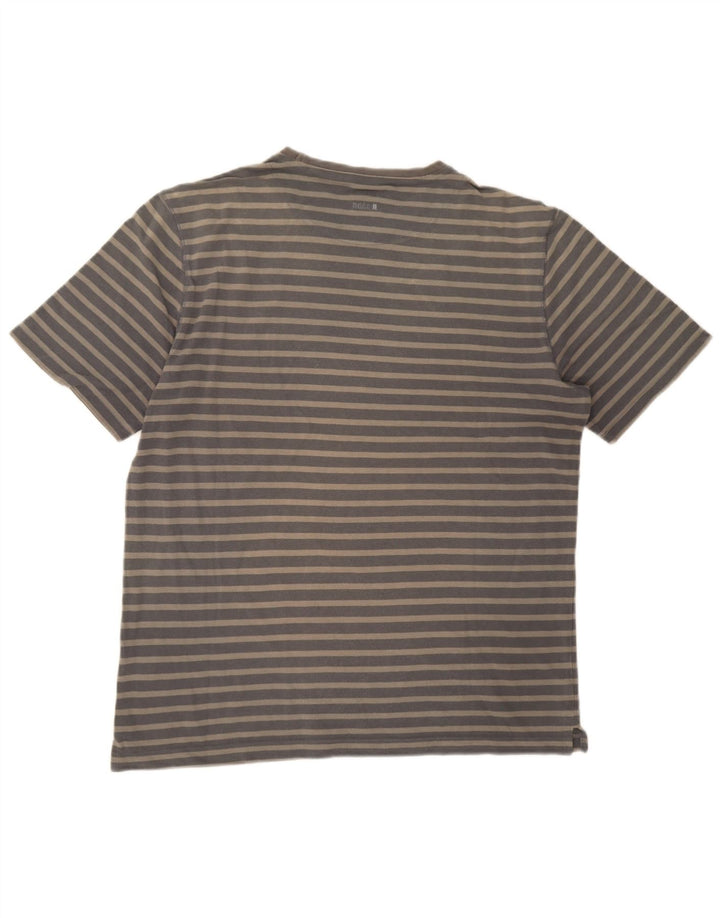 Camiseta masculina Hugo Boss Top cinza médio listrado algodão