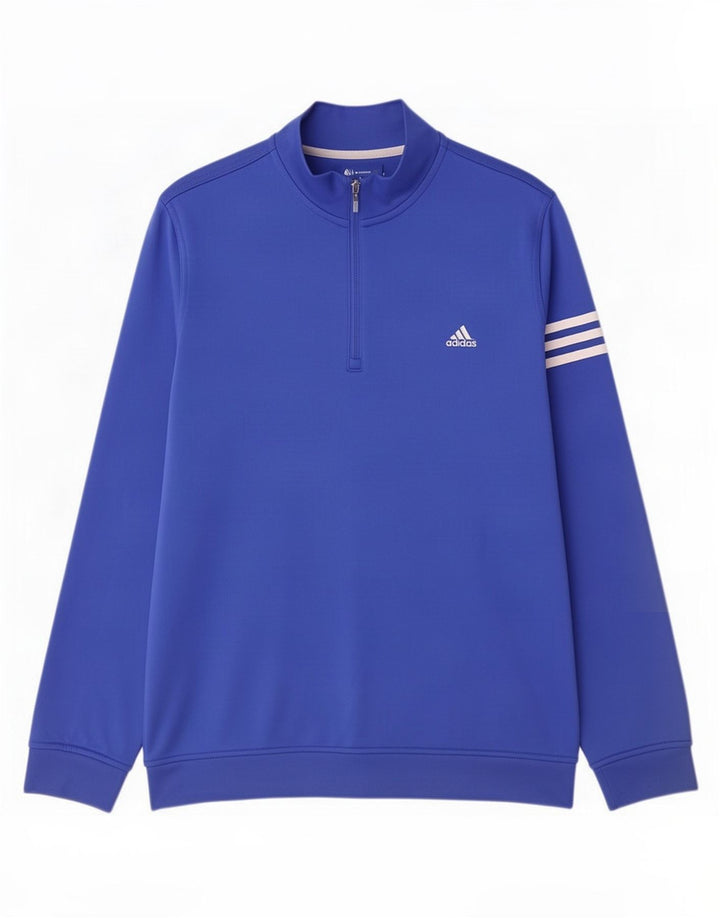 Adidas Mens Climalite Zip Neck Moletom Jumper Grande Azul Poliéster