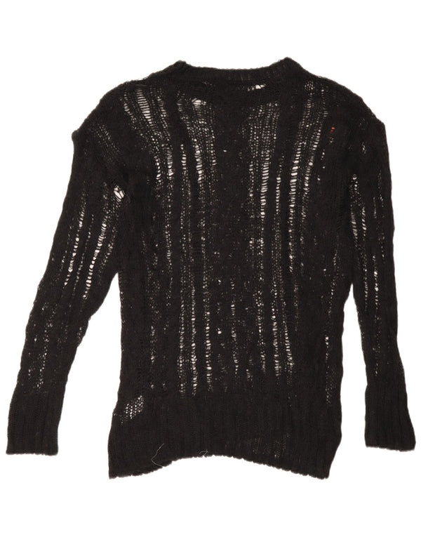 Suéter feminino Zara transparente com gola redonda grande Reino Unido 6 XS preto