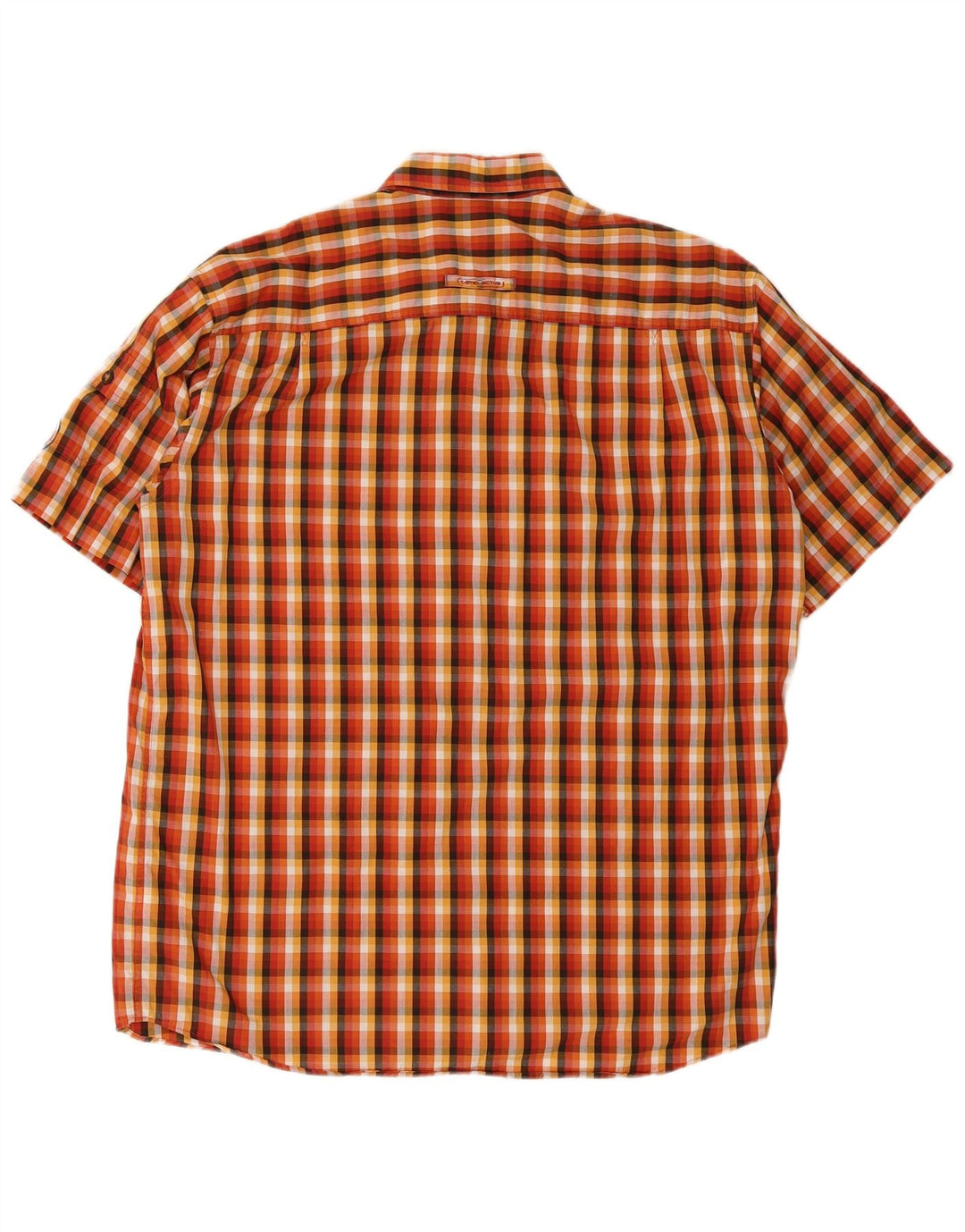Camel Active Camisa masculina de manga curta grande xadrez laranja