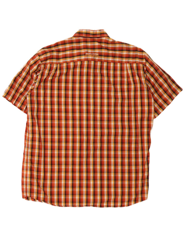 Camel Active Camisa masculina de manga curta grande xadrez laranja
