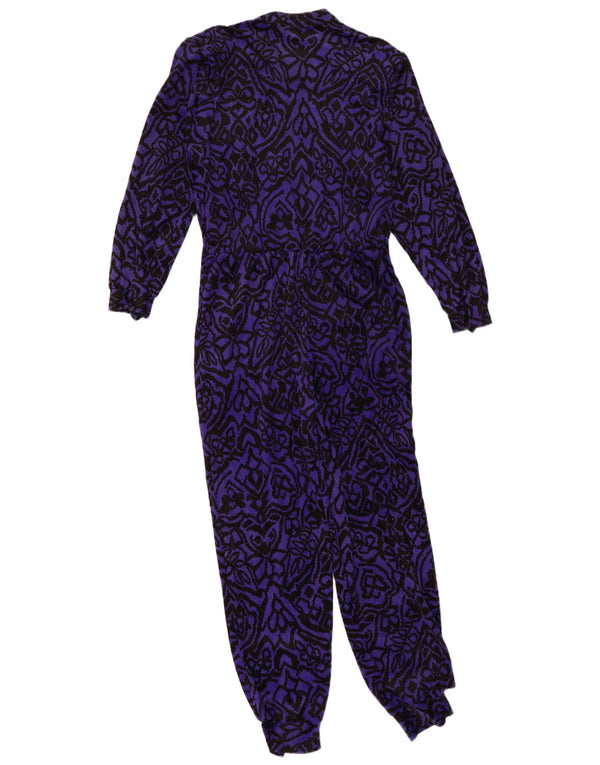 Macacão feminino vintage de manga comprida oversized UK 10 pequeno roxo floral