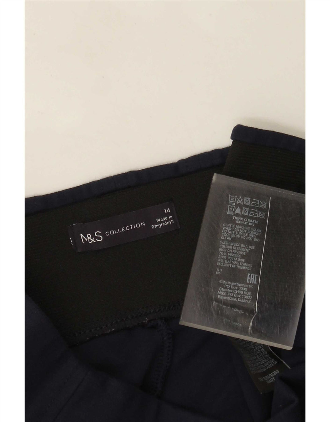 Leggings femininos Marks & Spencer UK 14 grandes viscose azul marinho