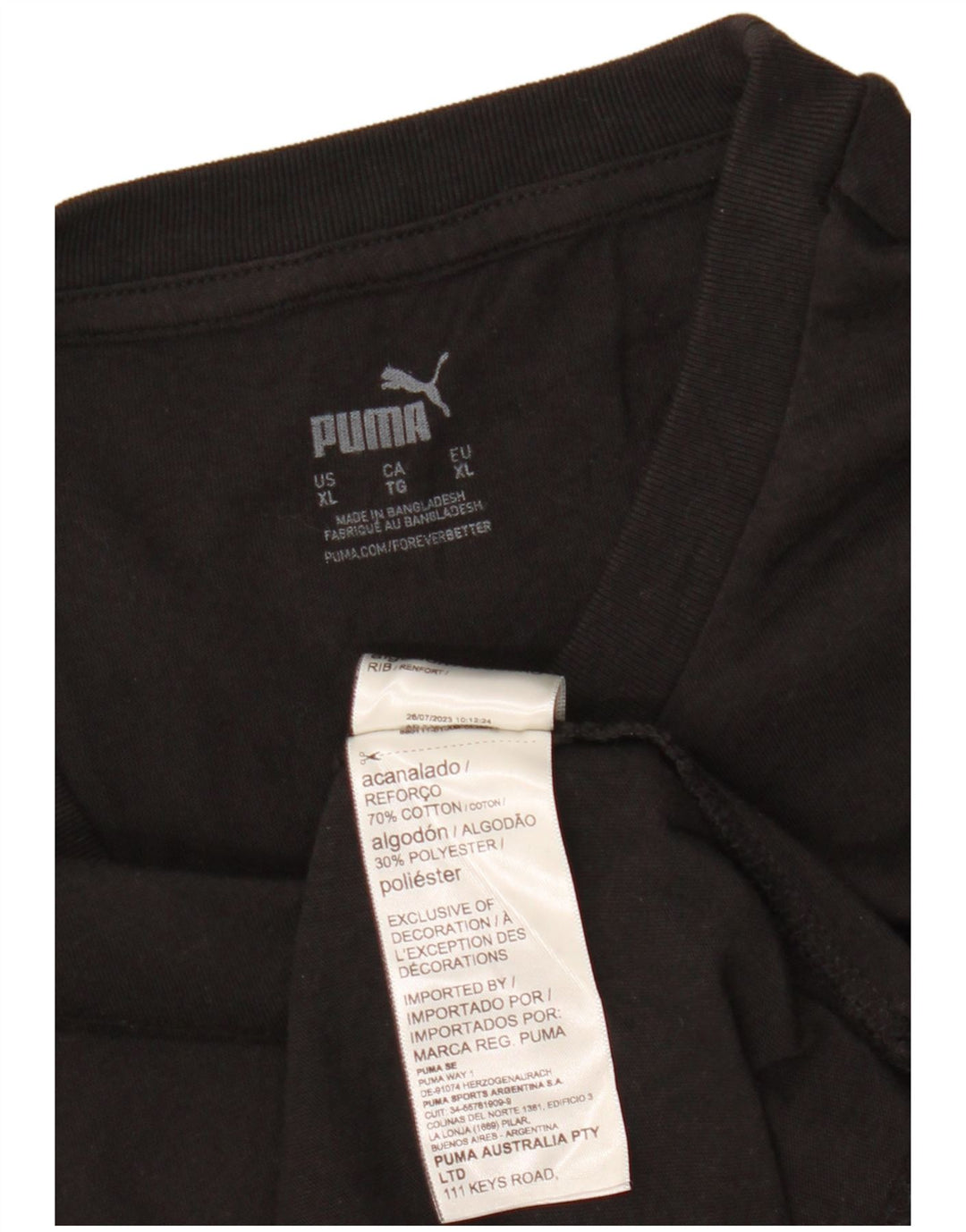 Camiseta masculina gráfica PUMA Top XL algodão preto