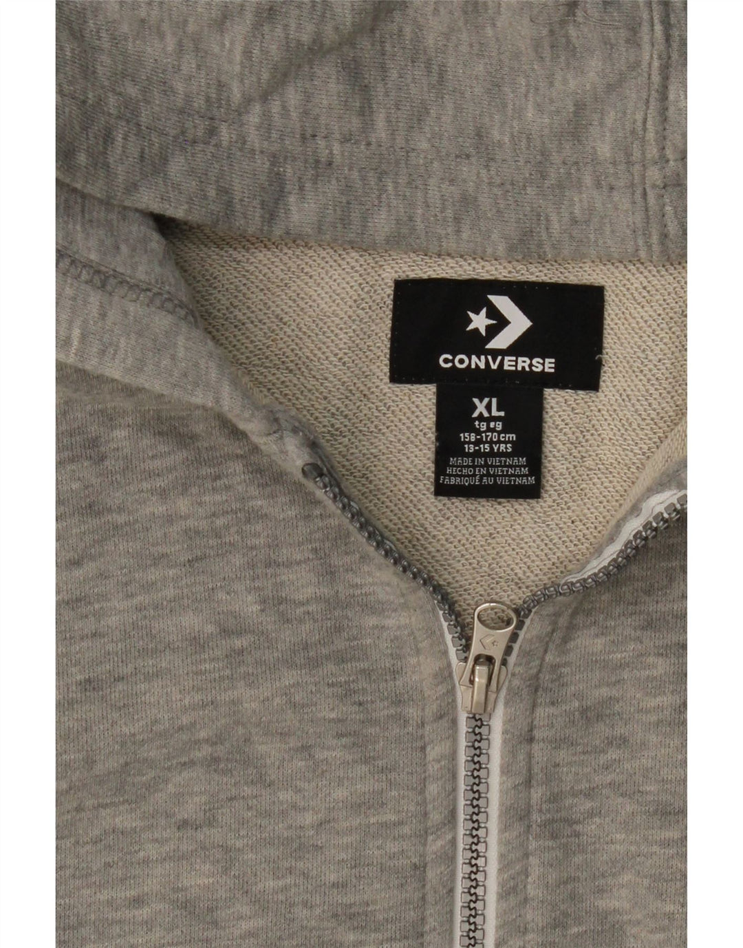 CONVERSE Boys Zip Hoodie Sweater 13-14 Years XL Grey Cotton Vintage Converse and Second-Hand Converse from Messina Hembry 