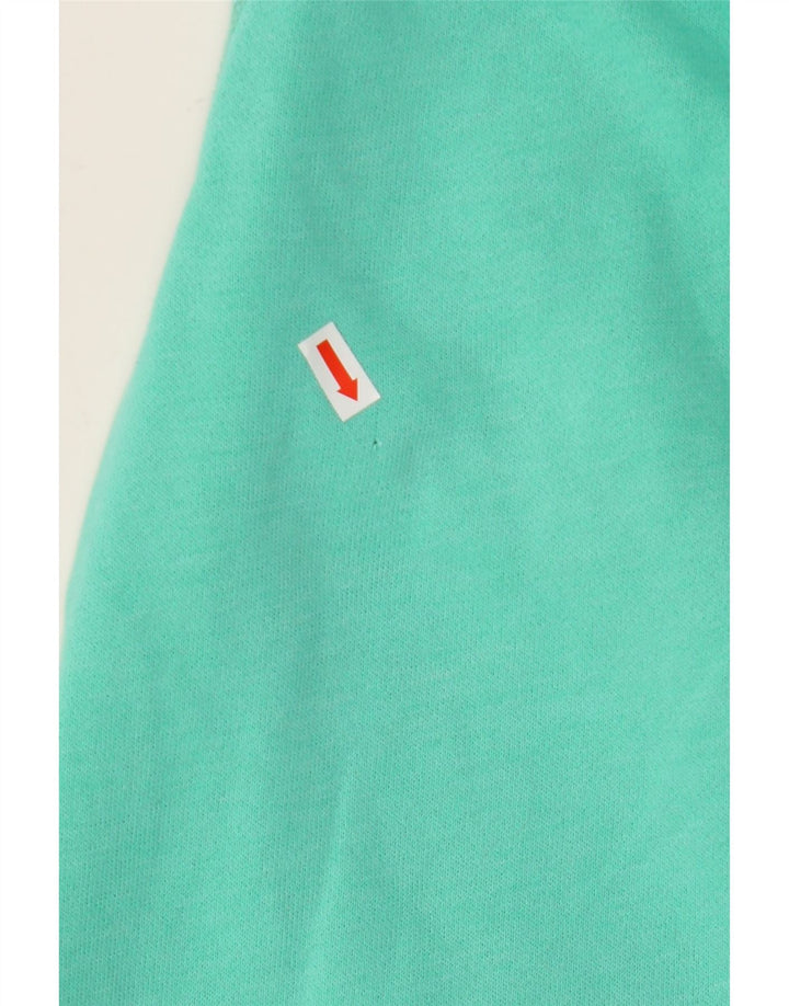 Suéter feminino com capuz e zíper gráfico HOLLISTER Reino Unido 14 algodão turquesa médio