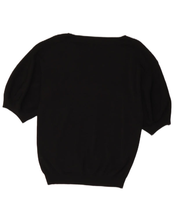 Suéter feminino Massimo Dutti com gola canoa Reino Unido 10 pequeno preto