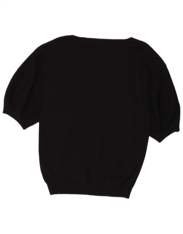 Suéter feminino Massimo Dutti com gola canoa Reino Unido 10 pequeno preto