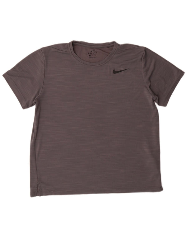 Camiseta feminina Nike Dri Fit UK 16 grande poliéster manchado cinza