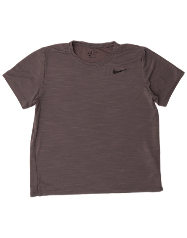Camiseta feminina Nike Dri Fit UK 16 grande poliéster manchado cinza
