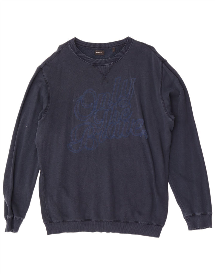 Diesel masculino moletom gráfico jumper XL azul marinho