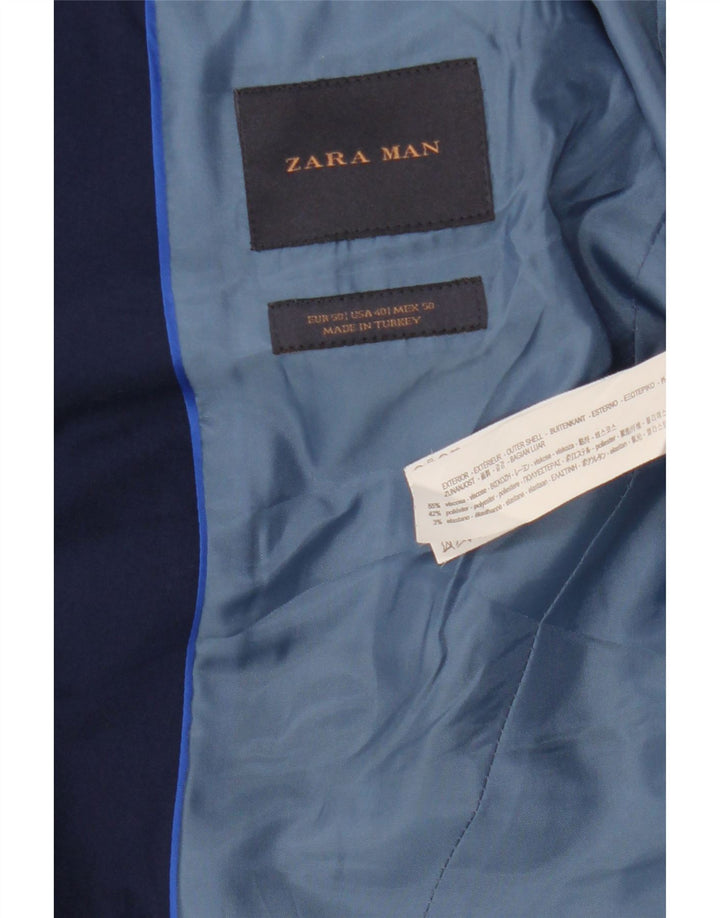 Jaqueta blazer masculina ZARA com 2 botões EU 50 médio azul marinho viscose