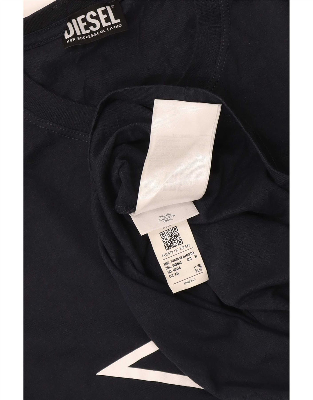 Diesel Camiseta masculina gráfica Top médio algodão azul marinho