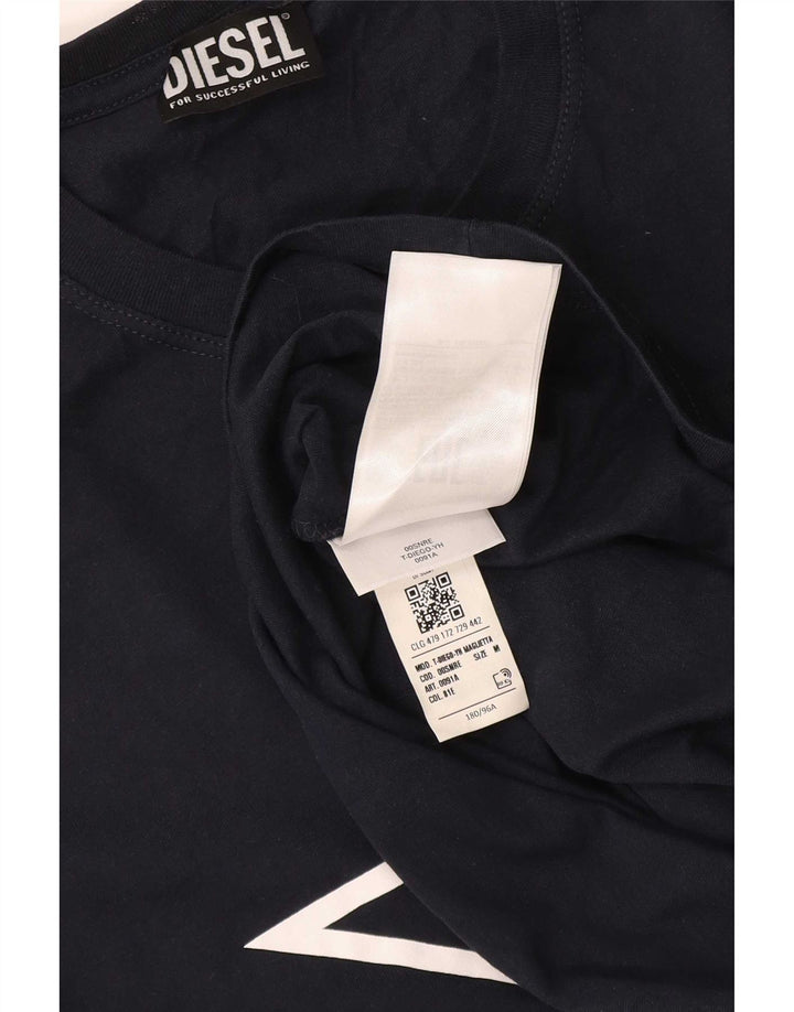 Diesel Camiseta masculina gráfica Top médio algodão azul marinho