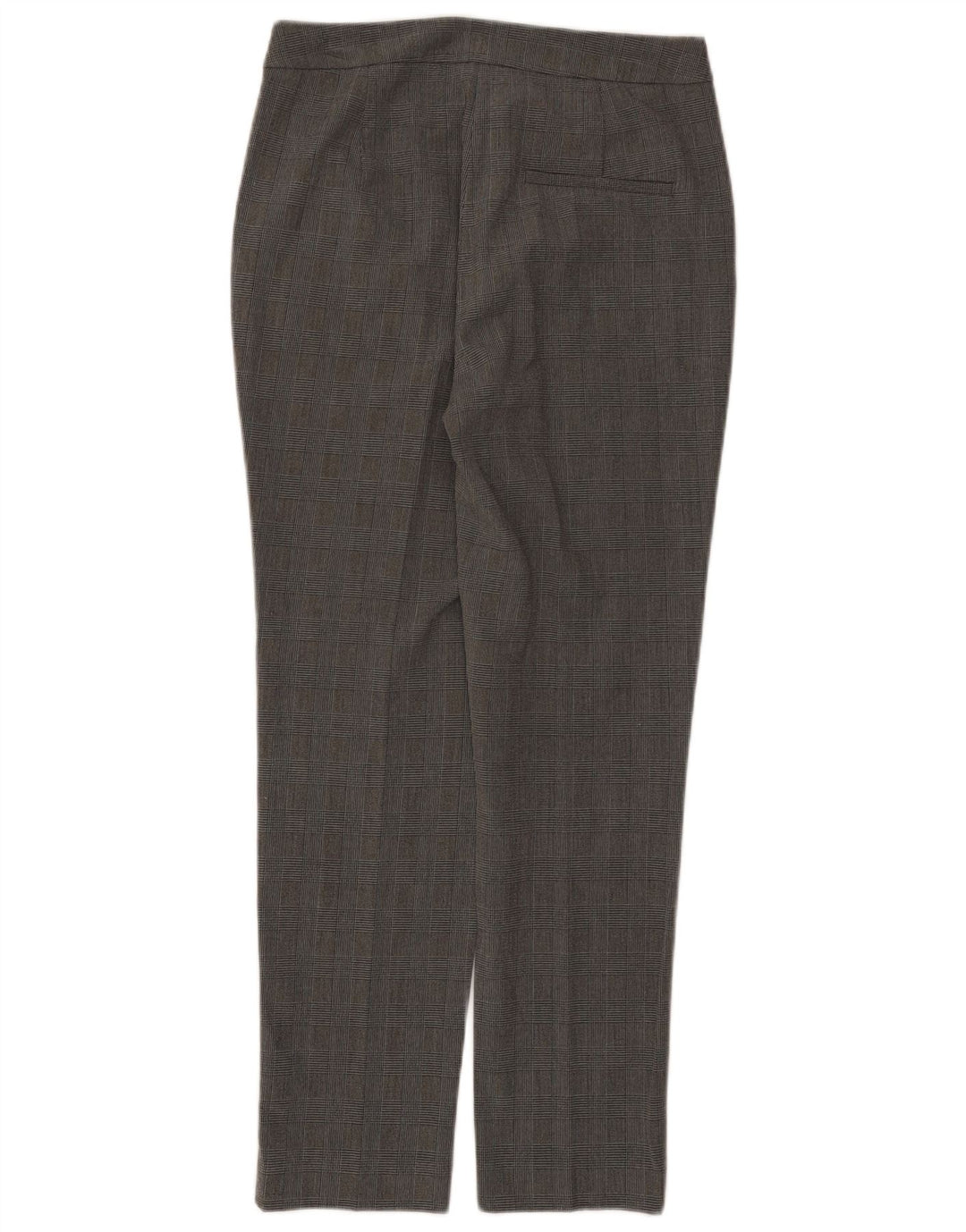 Calça feminina Zara Slim Suit pequena W26 L27 cinza xadrez poliéster