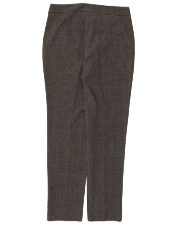 Calça feminina Zara Slim Suit pequena W26 L27 cinza xadrez poliéster