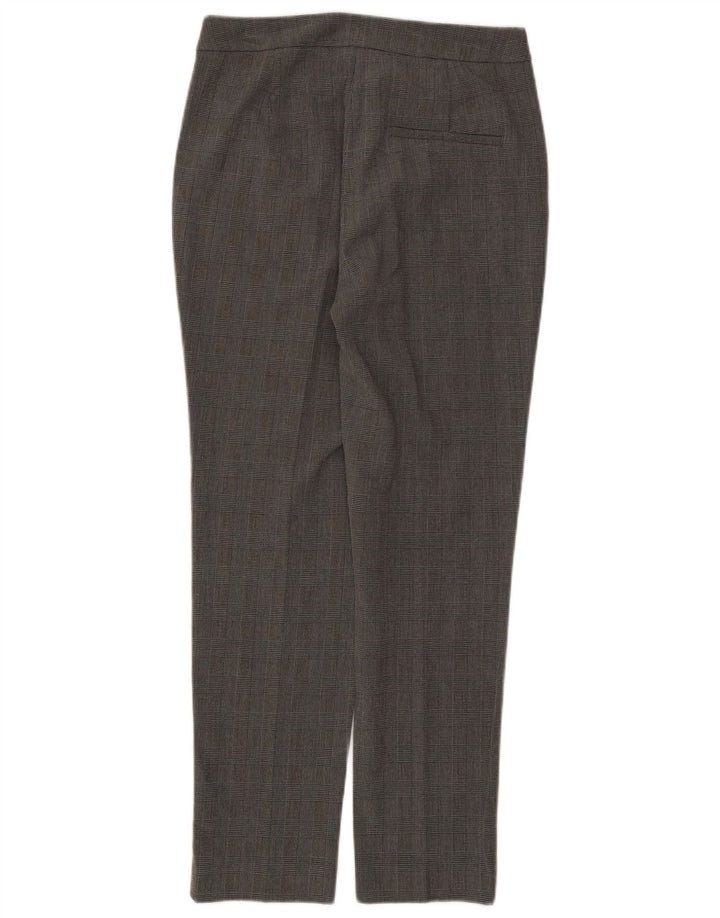 Calça feminina Zara Slim Suit pequena W26 L27 cinza xadrez poliéster