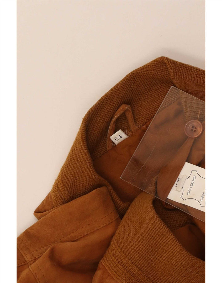Jaqueta bomber de camurça masculina vintage IT 54 2XL Couro marrom