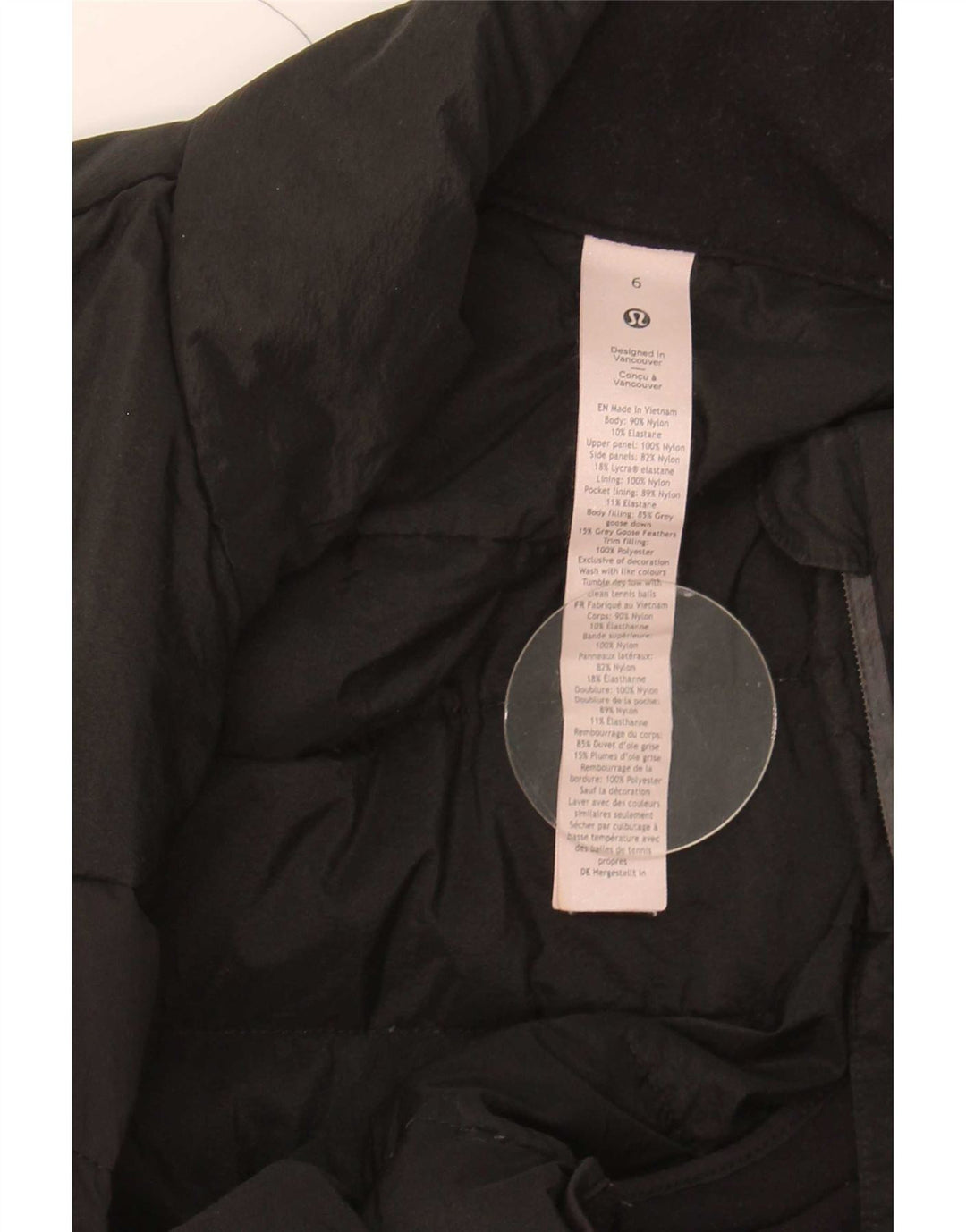Lululemon Colete feminino US 6 médio preto nylon