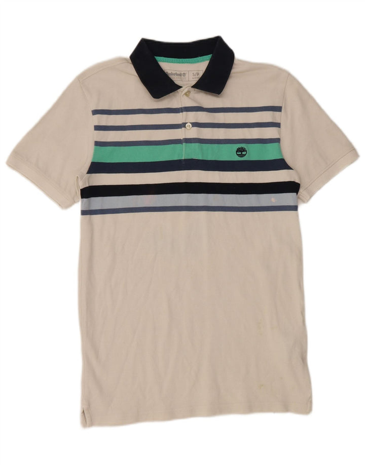 Camisa polo masculina Slim Fit TIMBERLAND pequena listrada branca