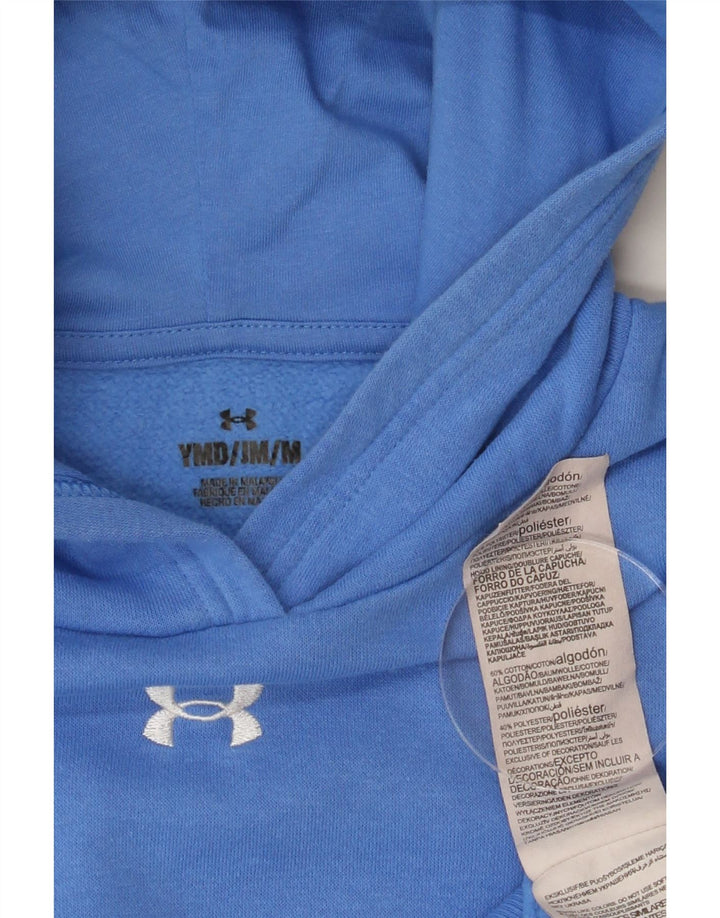 UNDER ARMOUR Girls Crop Hoodie Jumper 9-10 Years Medium Blue Cotton Vintage Under Armour and Second-Hand Under Armour from Messina Hembry 