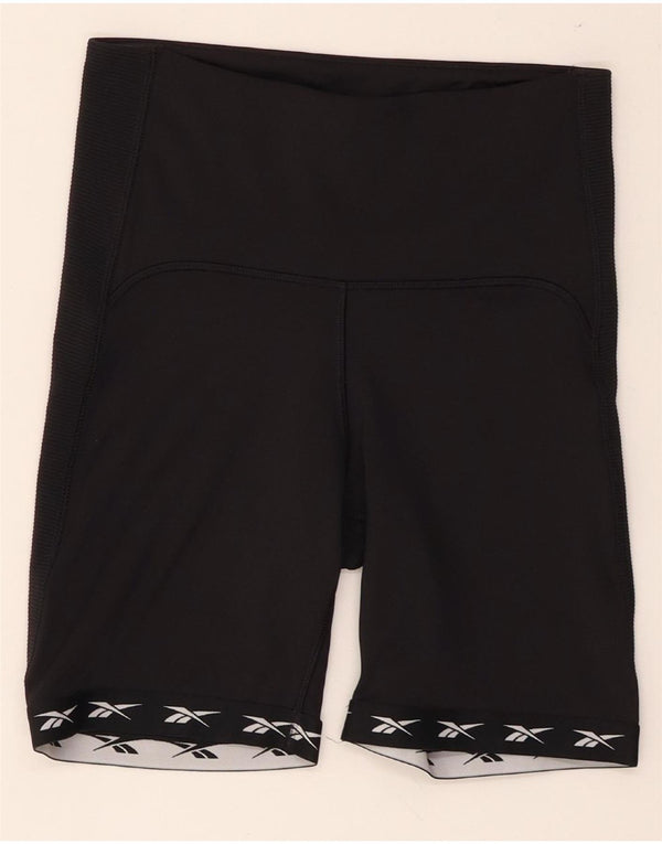 Shorts esportivos femininos Reebok Speedwick Graphic UK 8/10 pequeno poliéster preto