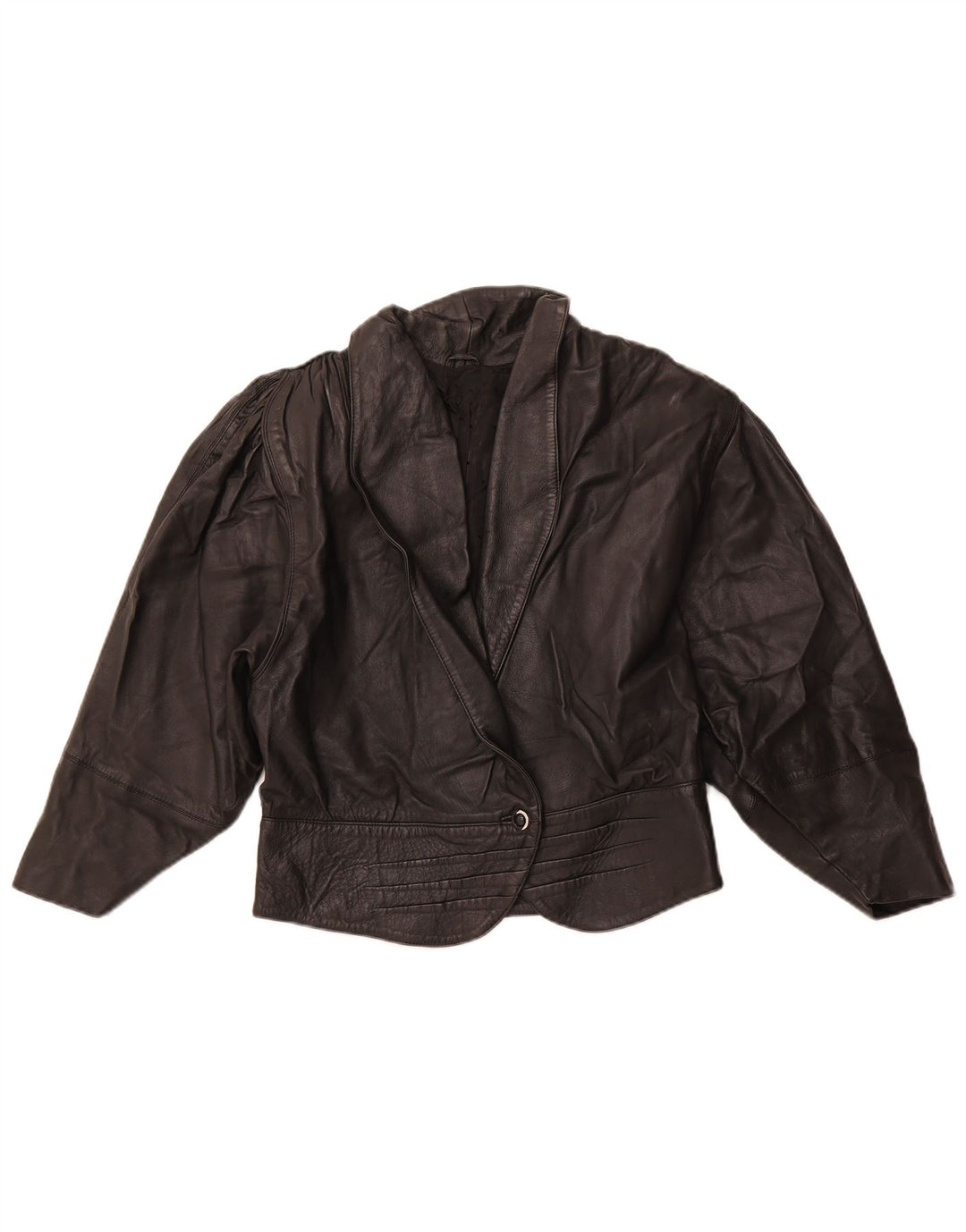 Jaqueta de couro feminina VINTAGE UK 10 pequena preta