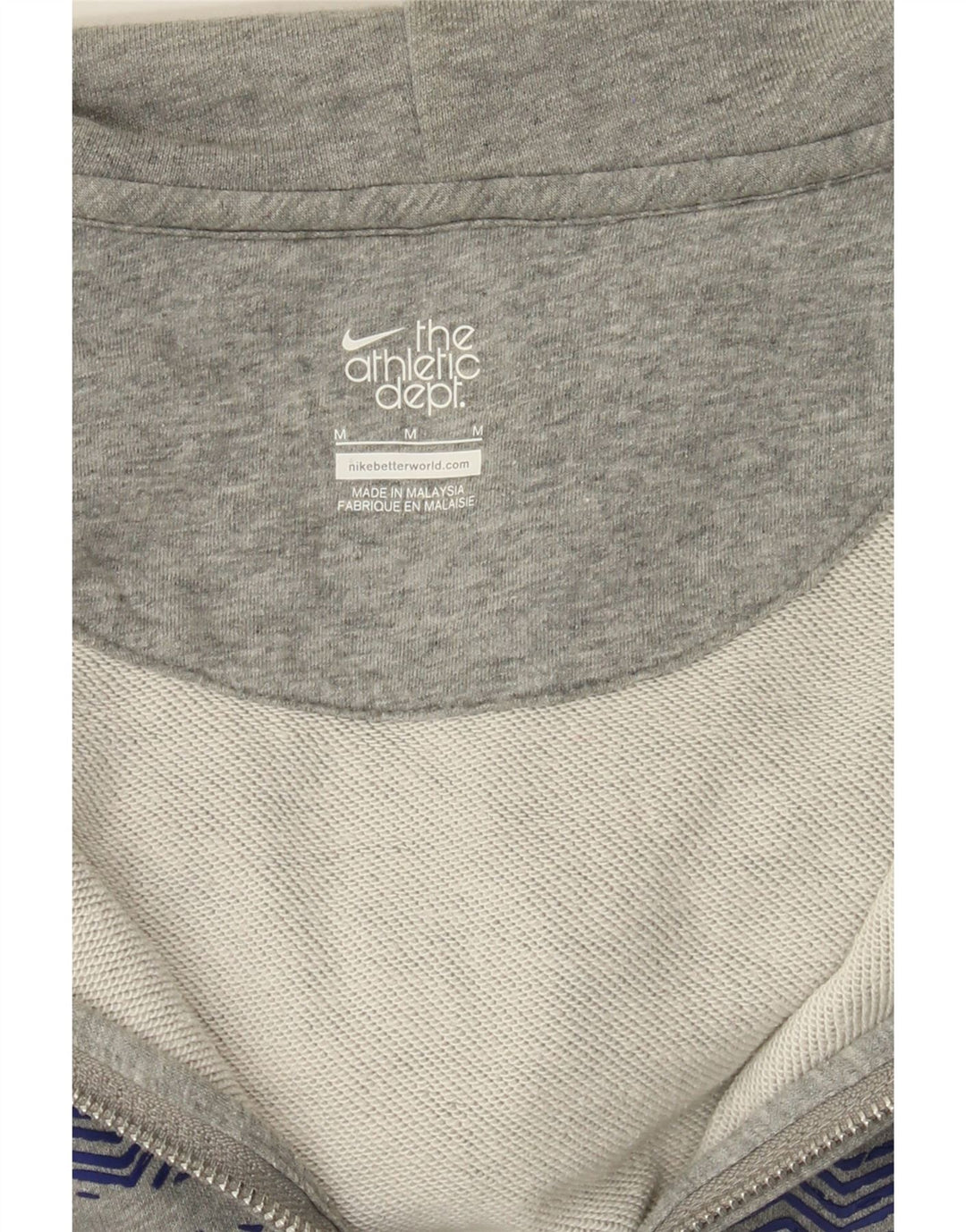 NIKE Mens Graphic Zip Hoodie Sweater Medium Grey Cotton Vintage Nike and Second-Hand Nike from Messina Hembry 