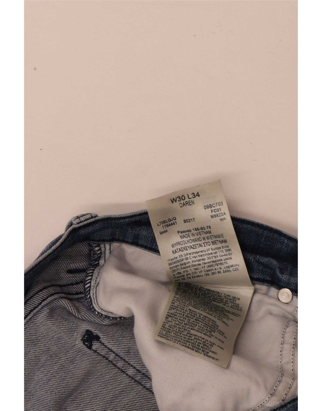 Calça jeans reta masculina Lee desgastada W30 L31 algodão azul