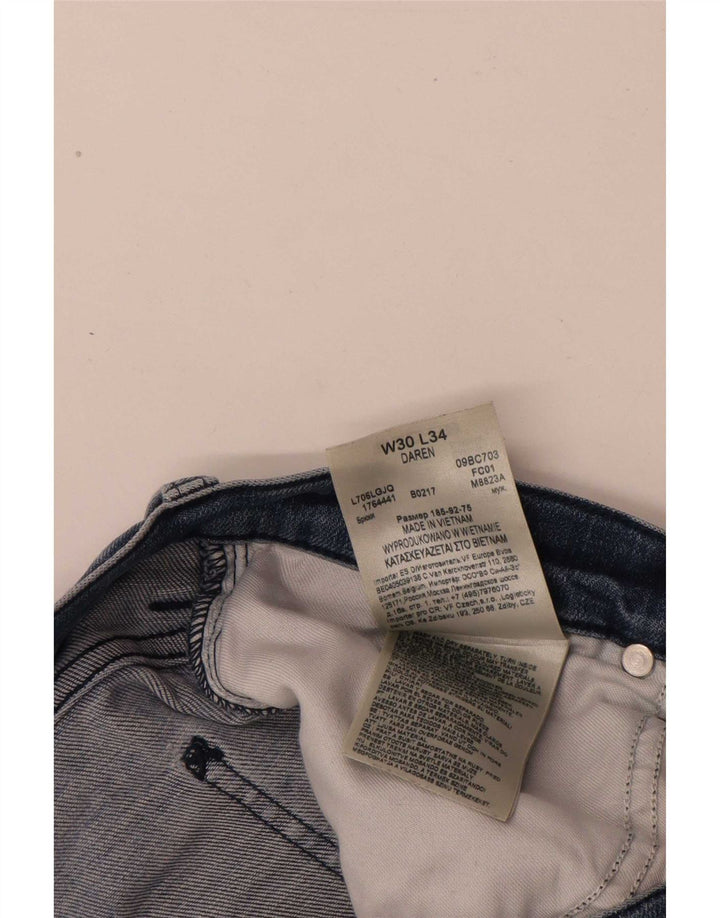 Calça jeans reta masculina Lee desgastada W30 L31 algodão azul