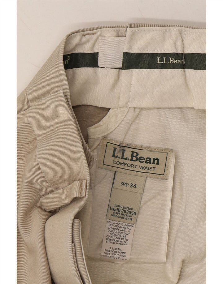 L.L.BEAN Mens Straight Chino Trousers W34 L31 Beige Cotton Vintage L.L.Bean and Second-Hand L.L.Bean from Messina Hembry 