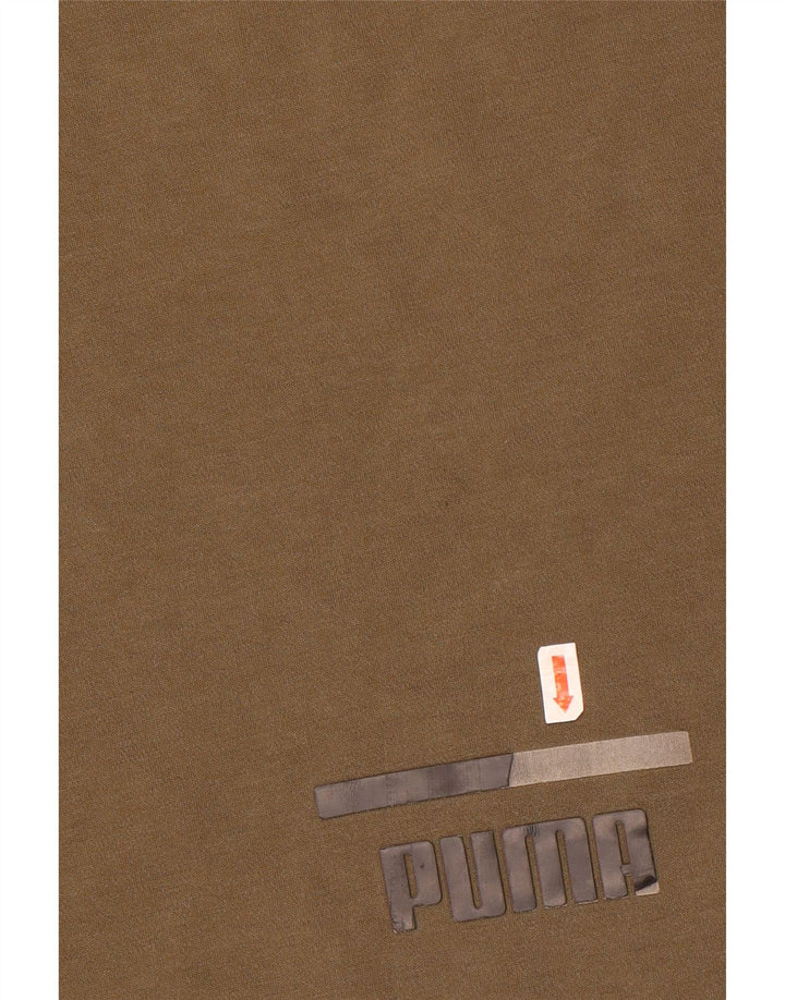 Puma Mens Graphic Moletom Jumper Pequeno Algodão Cáqui