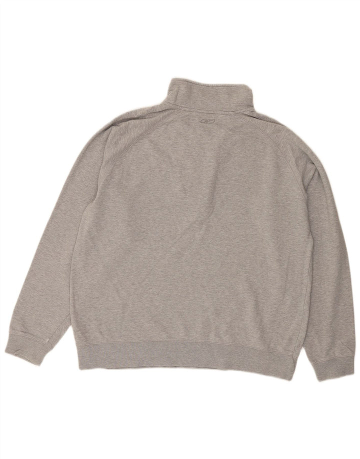 Suéter masculino REEBOK com zíper e gola grande de algodão manchado cinza