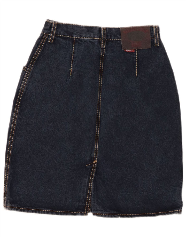 Saia jeans feminina SISLEY W26 pequena algodão azul marinho