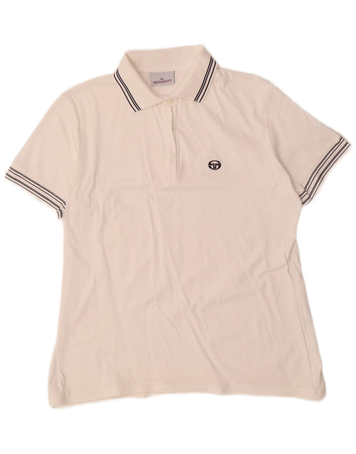 Camisa polo feminina Sergio Tacchini IT 48 XL algodão branco