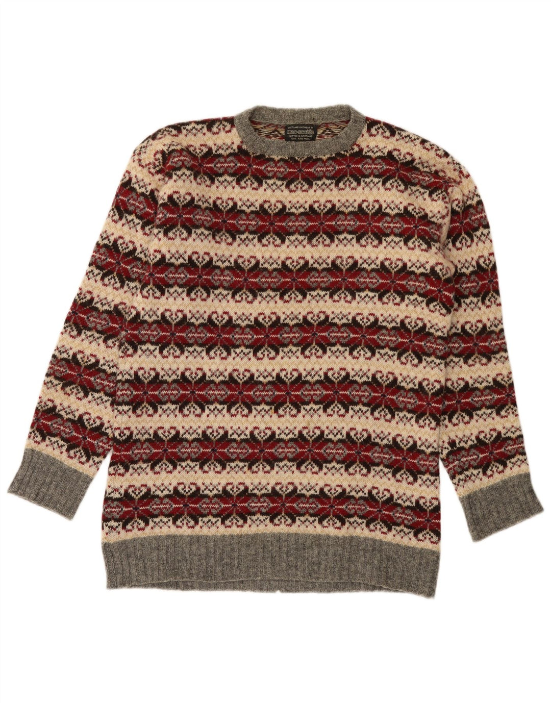 Suéter vintage masculino com gola redonda, médio multicolorido clássico
