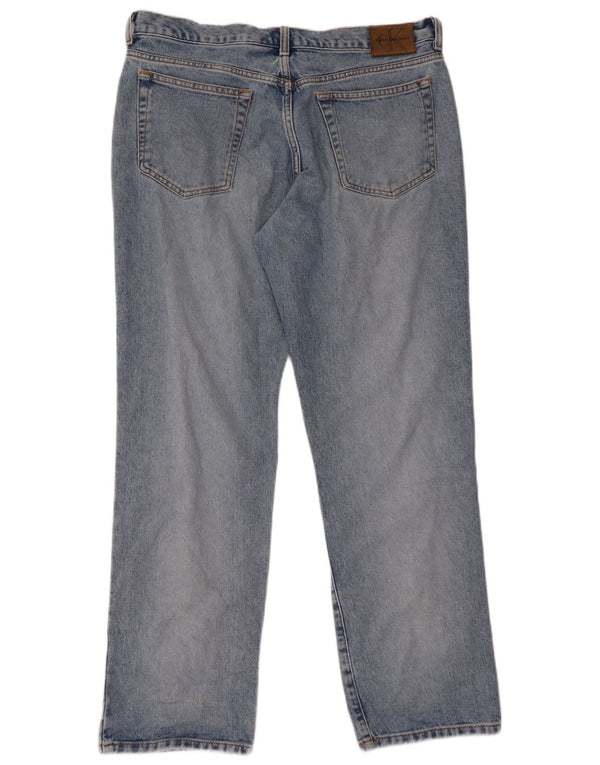 Calça jeans feminina Calvin Klein reta US 13 XL W34 L30 azul algodão